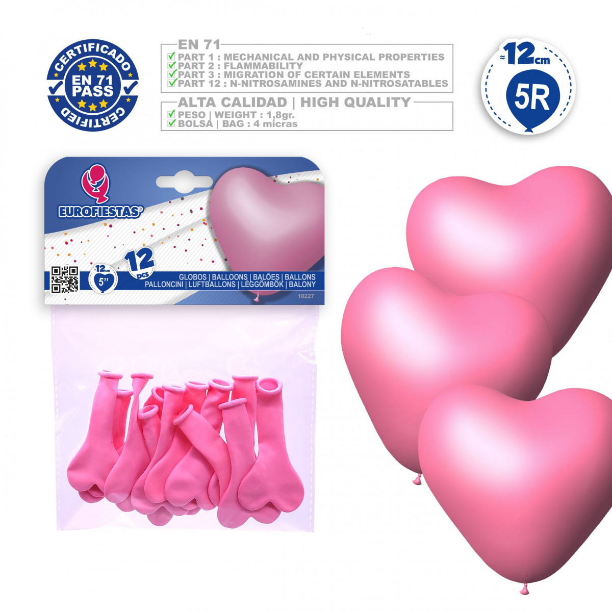 Balões 5r 12 coração rosa