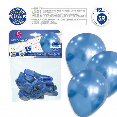 Balões 5r 15 cromados azuis