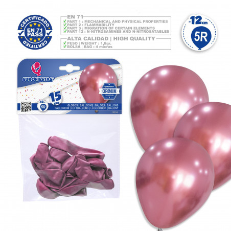 Balões 5r 15 cromados rosa