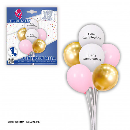 Conjunto de balões de feliz aniversário em ouro rosa branco