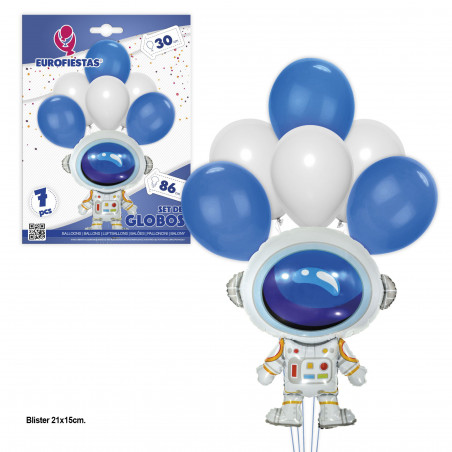 Conjunto de balão foil de astronauta com balões de látex