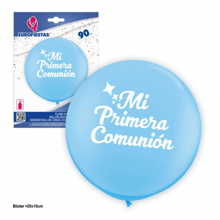 Globo de látex gigante azul minha primeira comunhão