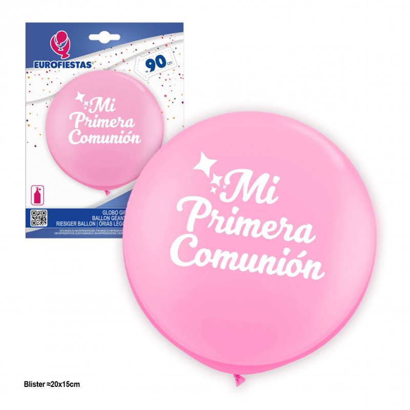 Globo de látex gigante rosa minha primeira comunhão