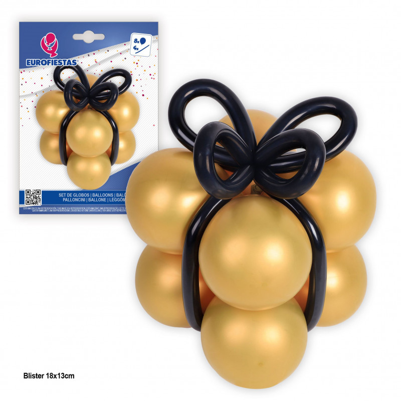 Globos forma ouro laço preto