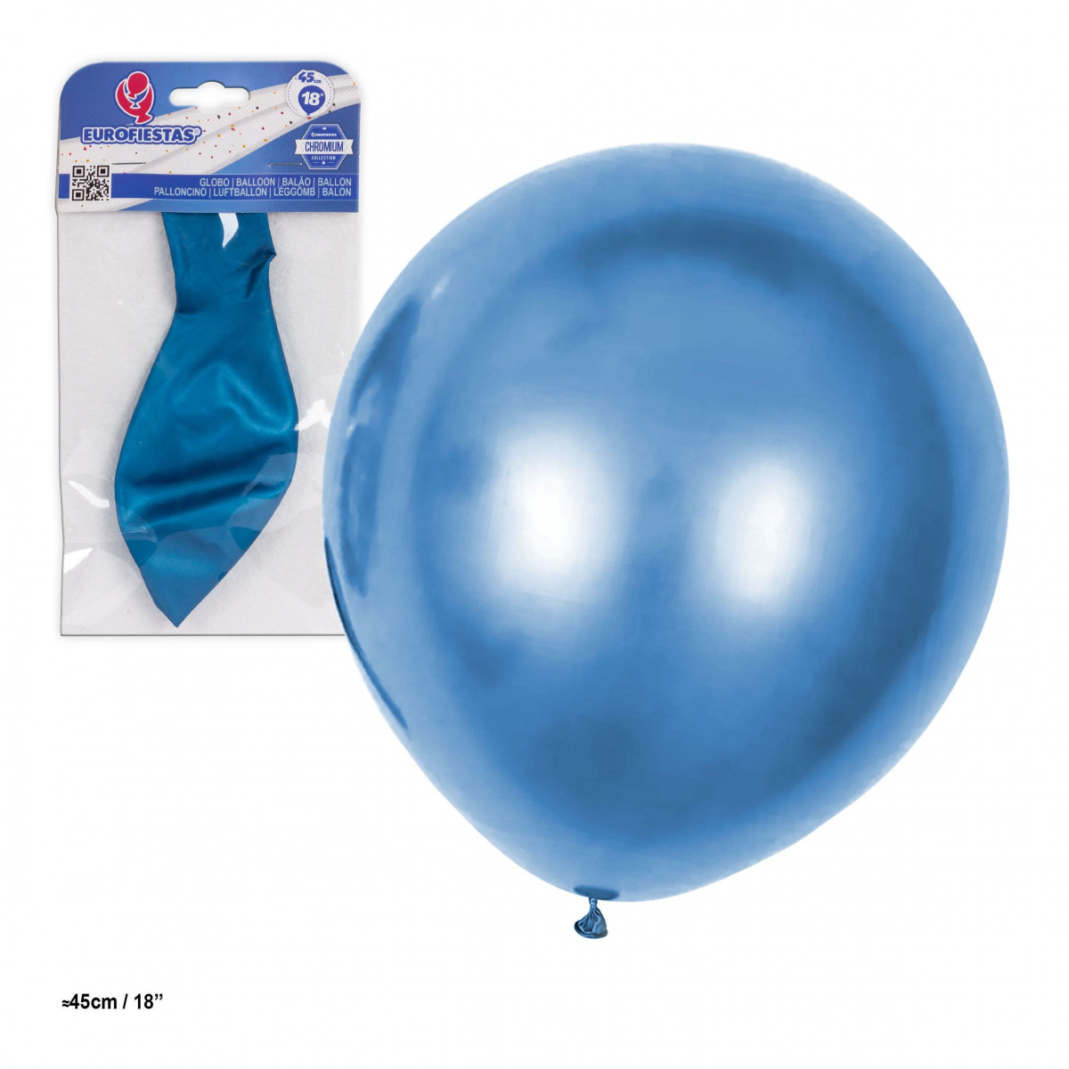 Globo de látex metalizado 18 45cm azul