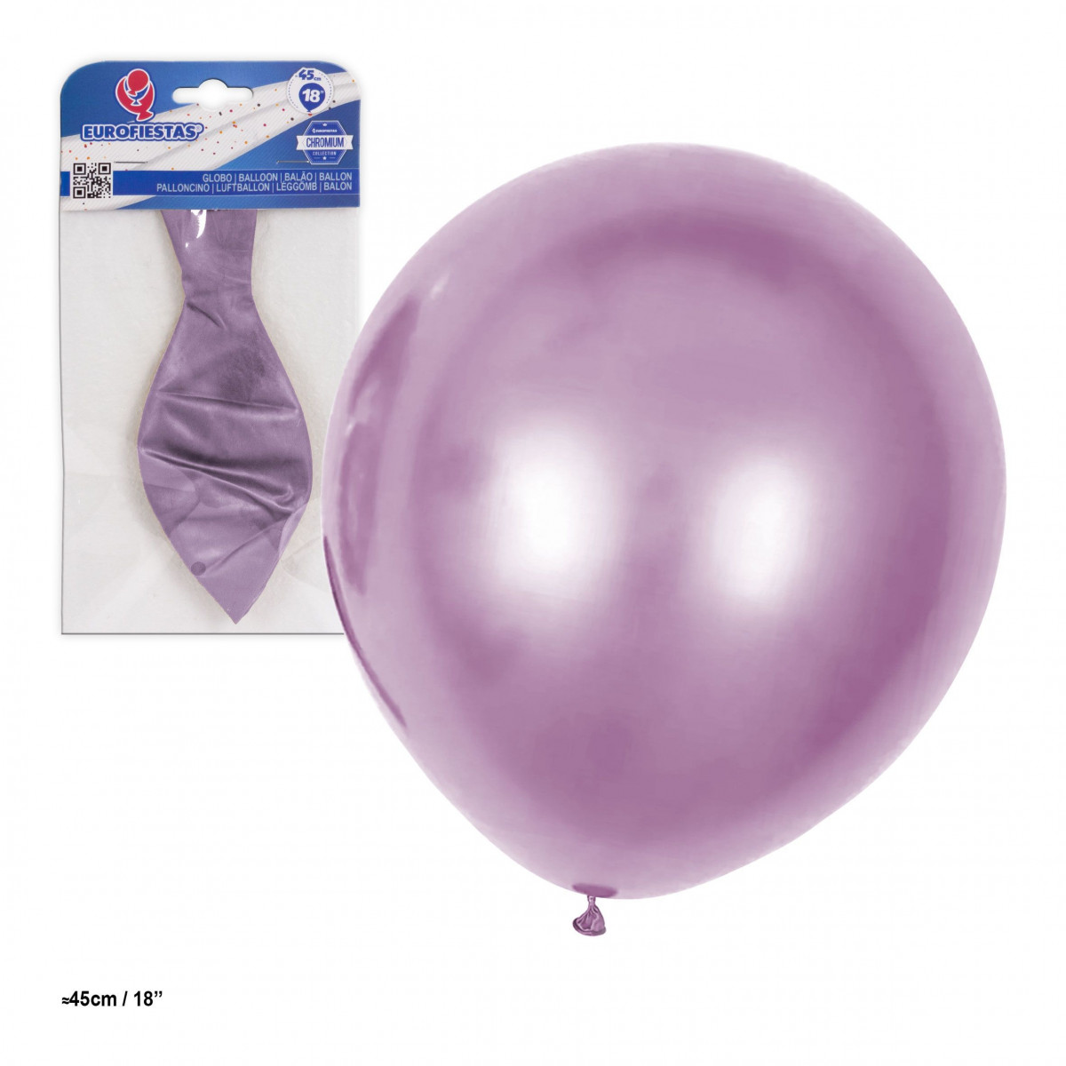 Globo de látex metalizado 18 45cm rosa