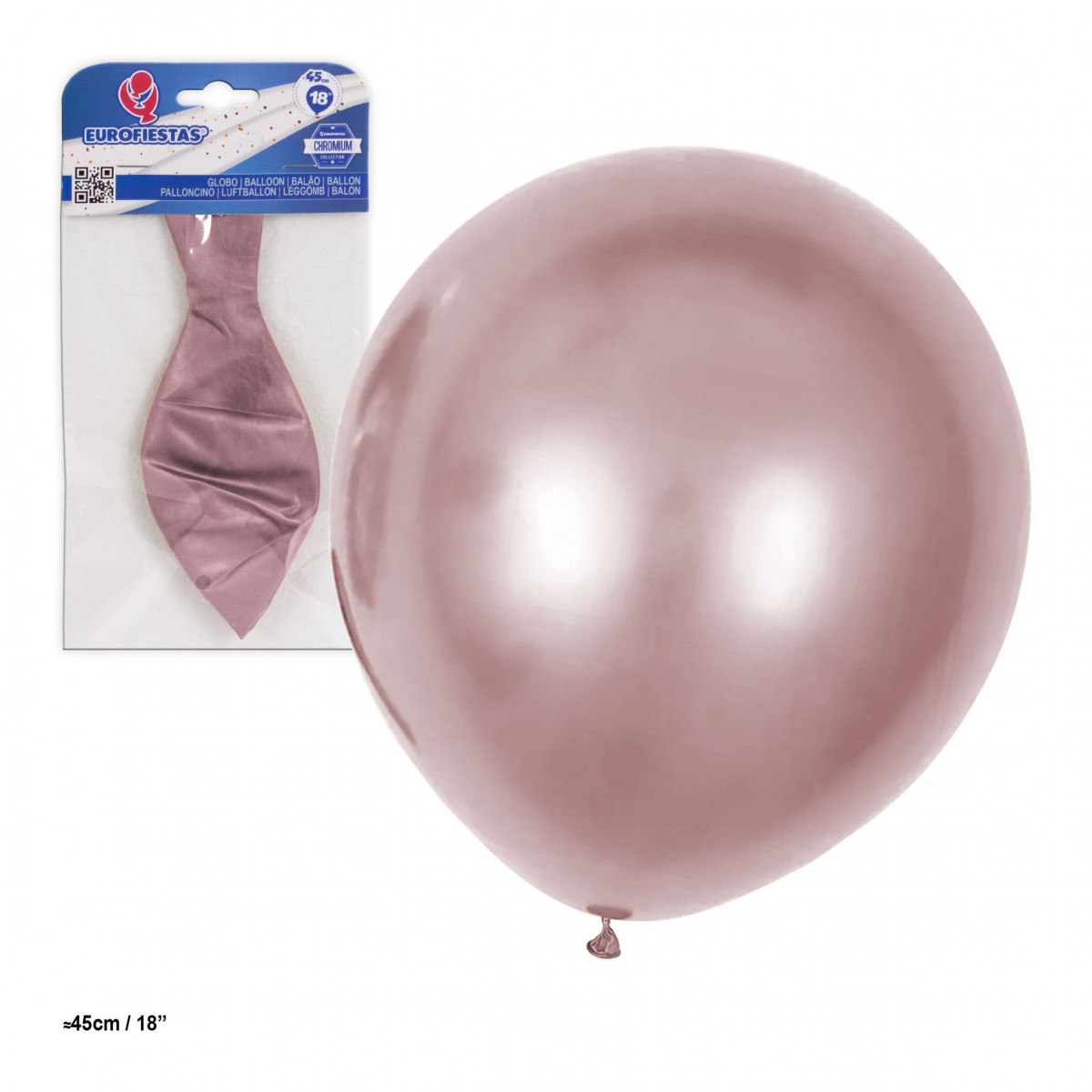Globo de látex metalizado 18 45cm ouro rosa