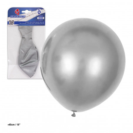 Balão de látex metálico 18 45cm prateado