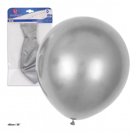 Balão de látex metálico 36 90cm prateado