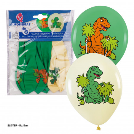 Globo impresso 6 dinossauro verde
