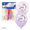 Globos 6 impressos cores pastel feliz aniversário unicórnio
