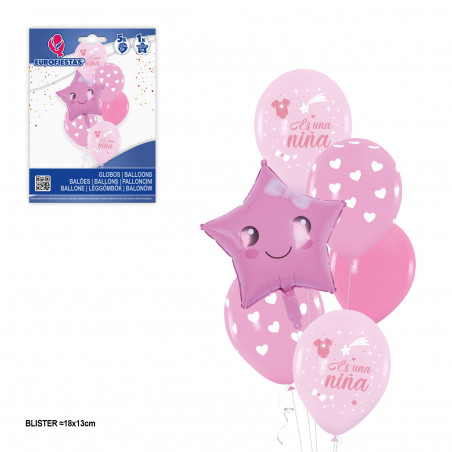 "Set globos estrela sorriso é uma menina."