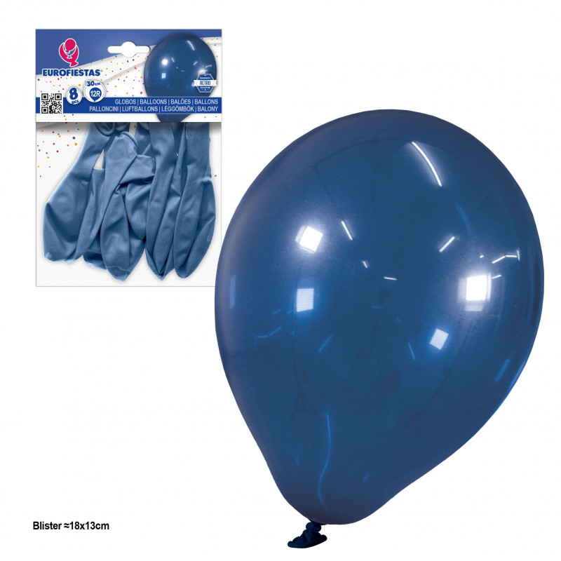 Balões 12r 2 8g 8pcs retrô noite azul