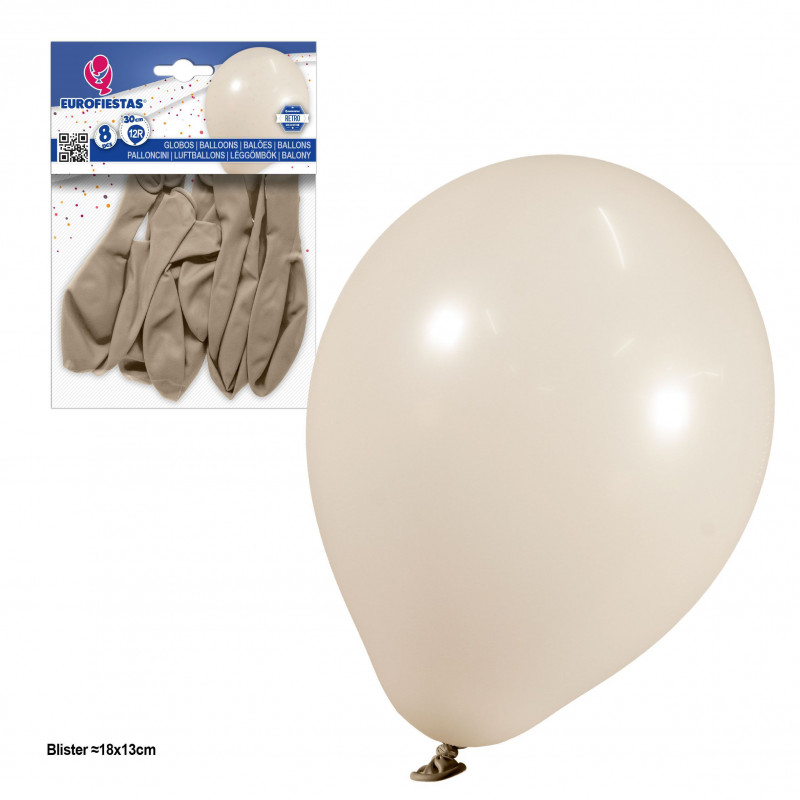 Balões 12r 2 8g 8pcs retro ágata cinza