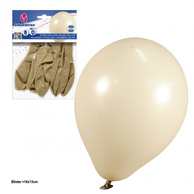 Balões 12r 2 8g 8pcs areia branca retrô