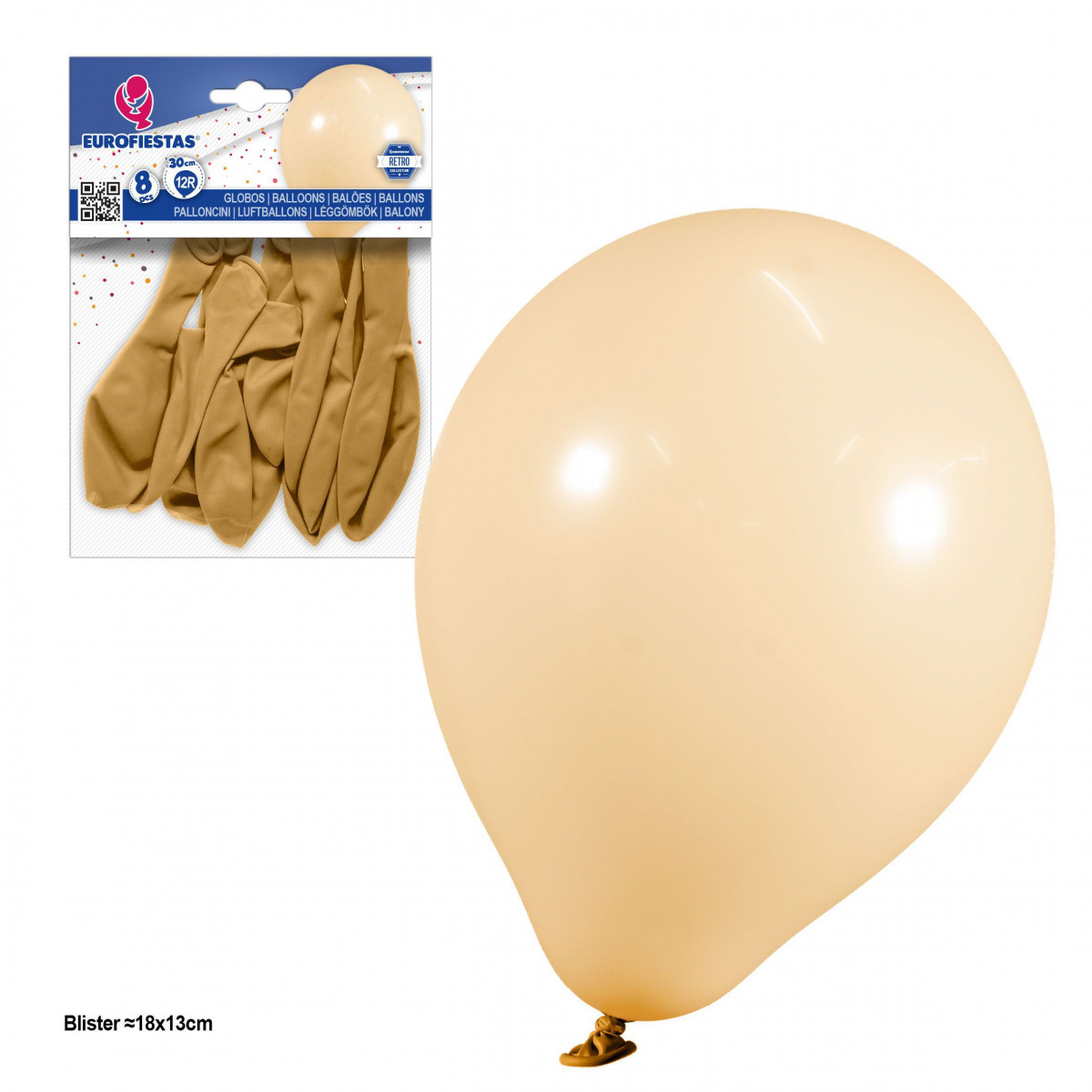 Balões 12r 2 8g 8pcs pele retrô