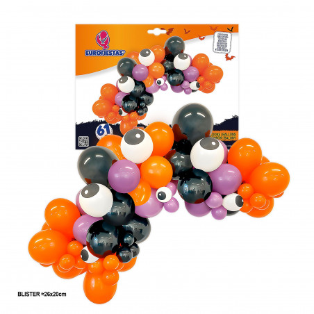 Nuvem de balões de Halloween 61 pcs olhos