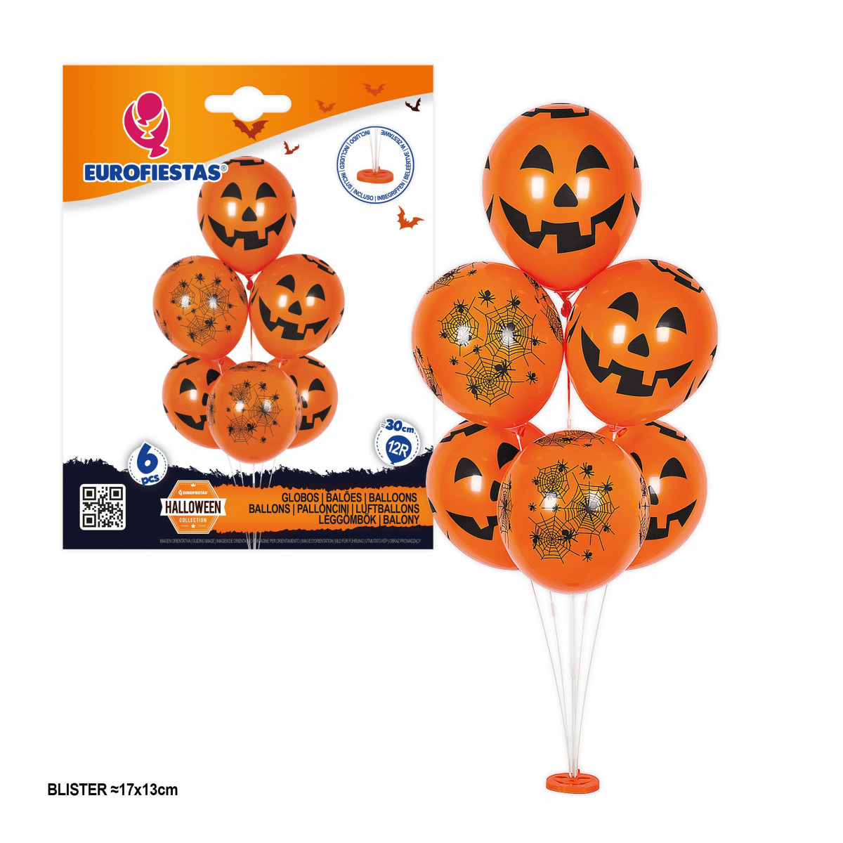 Árvore de balões Halloween 6pcs abóboras e aranhas