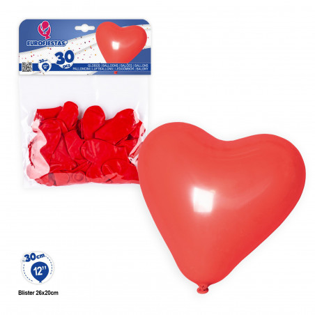 Balões em formato de coração vermelho 30 unidades