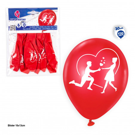 Balões 12r 6pcs proposta de casamento impressa em vermelho branco
