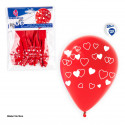 Globos 12r 6pcs vermelho impresso corações ocos e cheios brancos