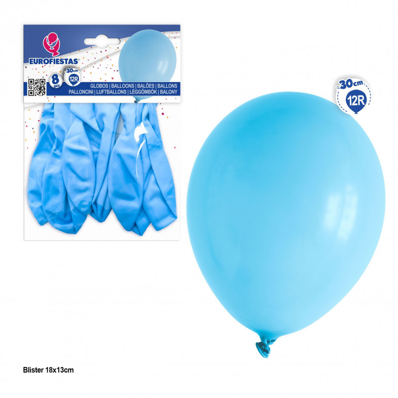 Balões 12r 8pcs azul claro
