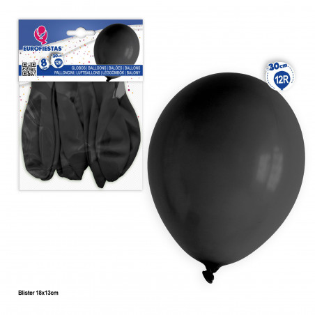 Balões 12r 8pcs pretos