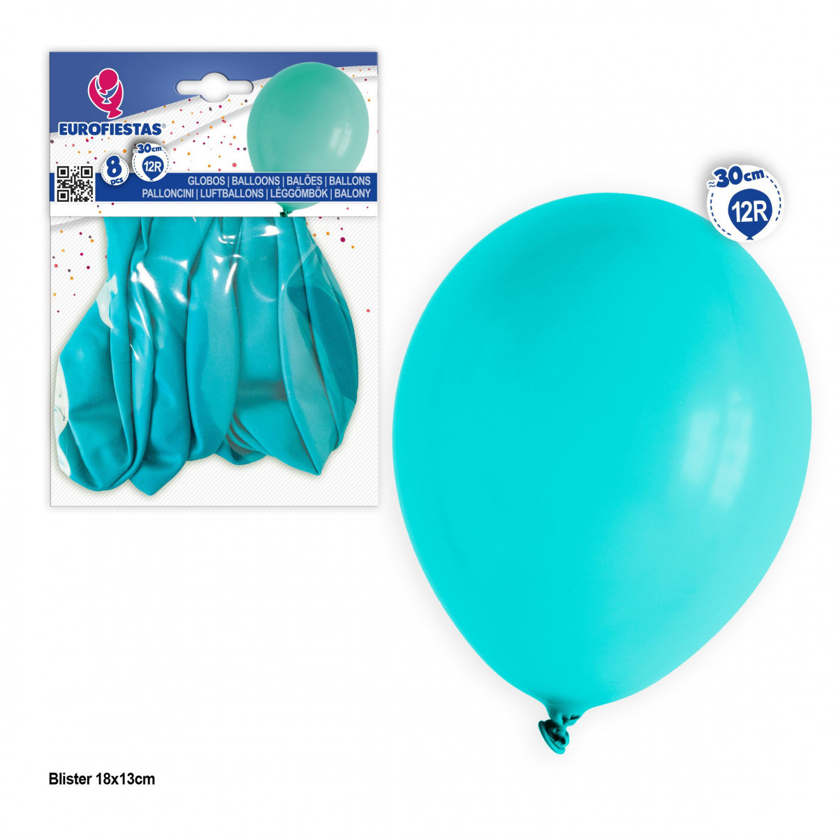 Balões 12r 8pcs turquesa