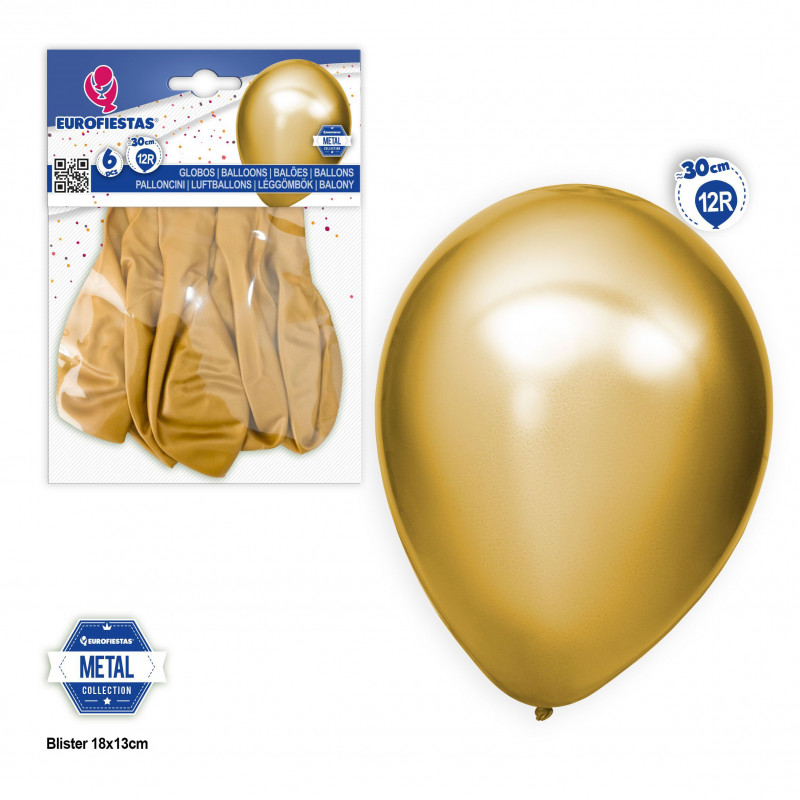Balões 12r 6pcs metal dourado