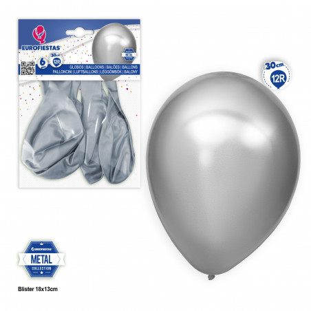 Balões 12r 6pcs metal prata