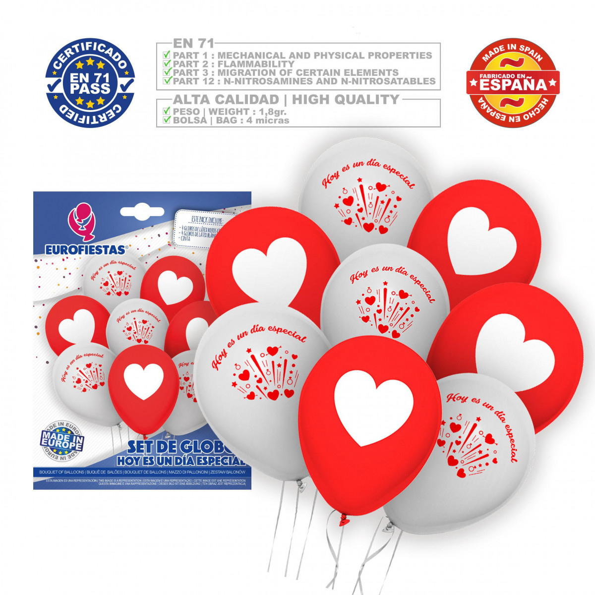 Conjunto de globos dia especial vermelho branco