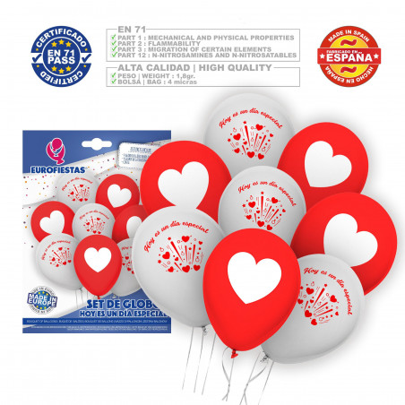 Conjunto de globos dia especial vermelho branco