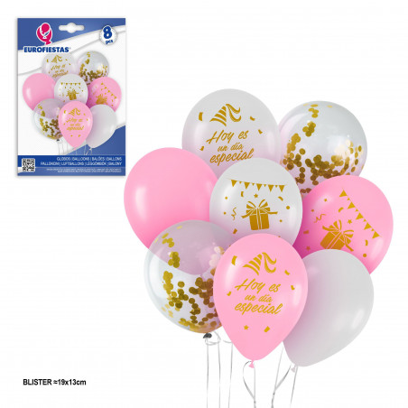 Conjunto de balões LTX rosa e branco para um dia especial