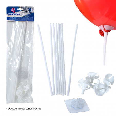 Varas para Balões com Pé (Pacote de 8 unidades) – Decoração Perfeita para Eventos