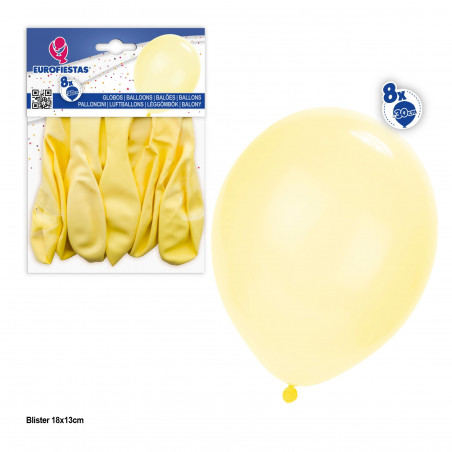 Balões 10r 8pcs amarelo pastel