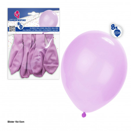 Balões 10r 8pcs lilás pastel