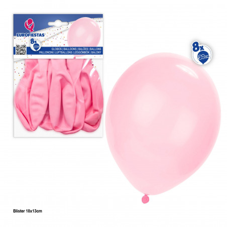 Balões 10r 8pcs rosa pastel