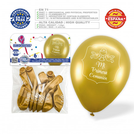 1ª comunhão balões cálice dourado pombas