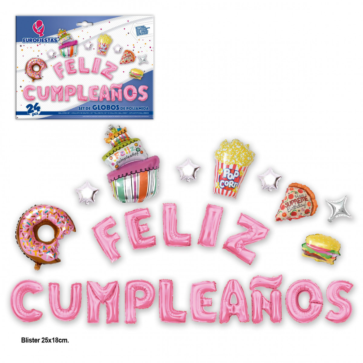 Delicioso conjunto de balões de alumínio Happy Birthday