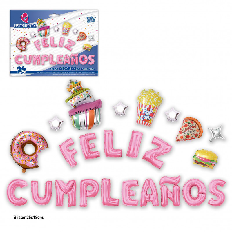 Delicioso conjunto de balões de alumínio Happy Birthday