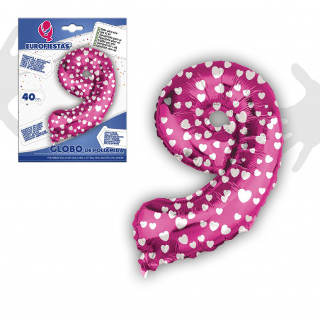 Balão foil 9 rosa 40cm