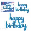 Conjunto de balões de papel alumínio azuis Happy Birthday