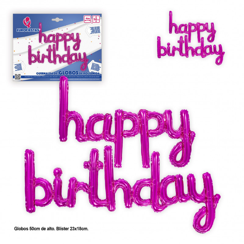 Conjunto de balões de alumínio rosa feliz aniversário