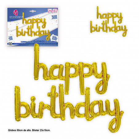 Conjunto de balões dourados de feliz aniversário