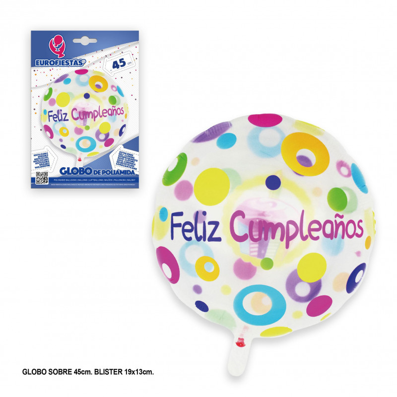 Balão alumínio cupcake de feliz aniversário 45cm