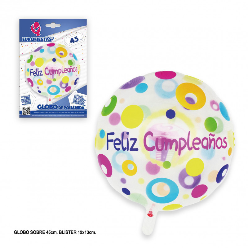 Globo foil feliz aniversário cupcake 45cm