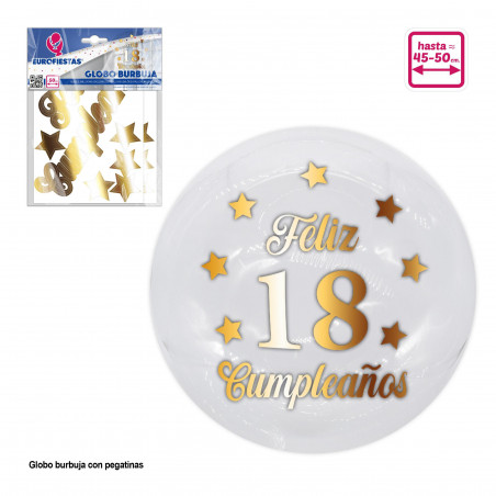 Globo bolha adesivos feliz 18 anos aniversário ouro