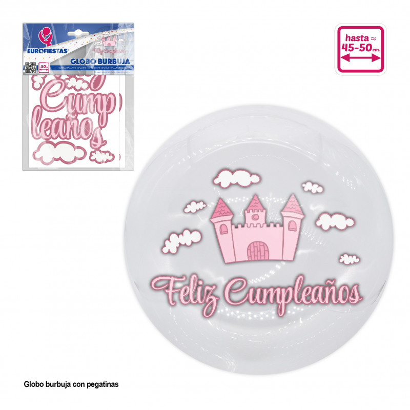 Bola de bolha adesivos feliz aniversário castelo rosa
