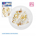 Adesivos de aniversário balão bolha + glitter dourado