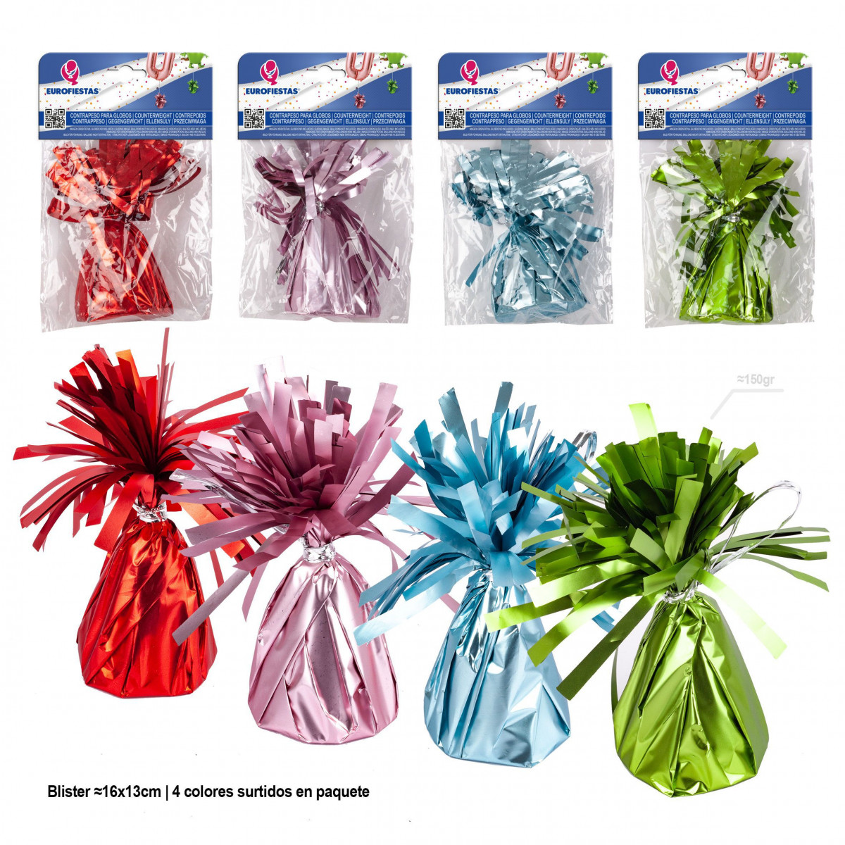 Contrapeso para balões de hélio rosa, azul, verde e vermelho fosco 4ms